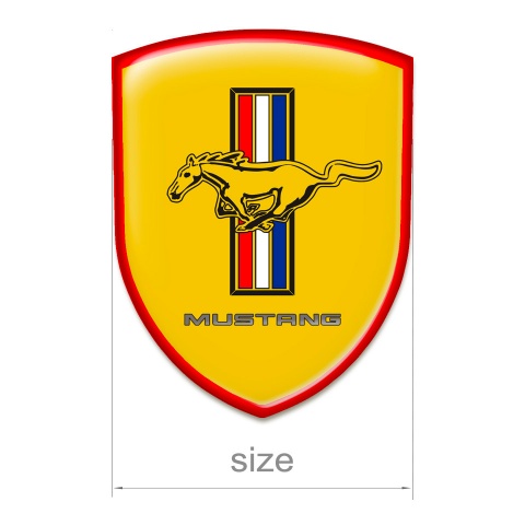Ford Mustang Silicone Emblem Yellow Background Red Outline Style