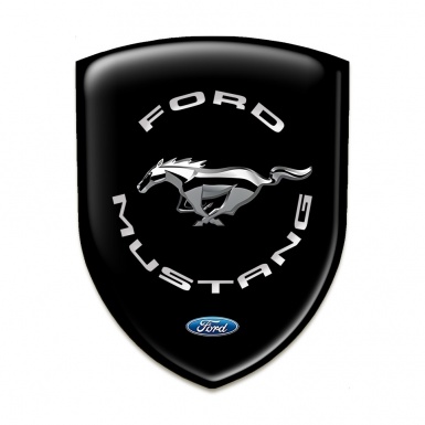 Ford Mustang Self Adhesive Car logo Emblem Black Base Silver Logo 