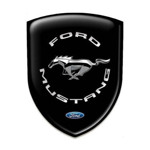 Ford Mustang Self Adhesive Car logo Emblem Black Base Silver Logo 