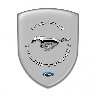 Ford Mustang Car Interior Badge Grey Background Silver Logo 