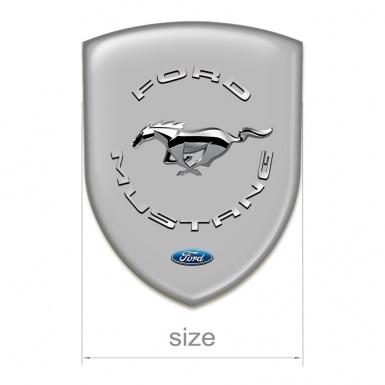 Ford Mustang Car Interior Badge Grey Background Silver Logo 