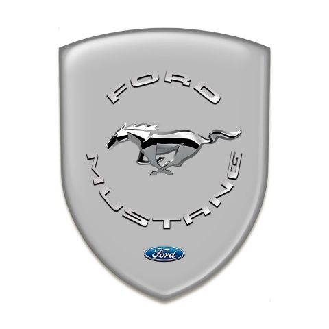 Ford Mustang Car Interior Badge Grey Background Silver Logo 