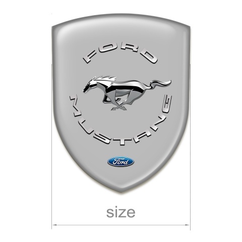 Ford Mustang Car Interior Badge Grey Background Silver Logo 