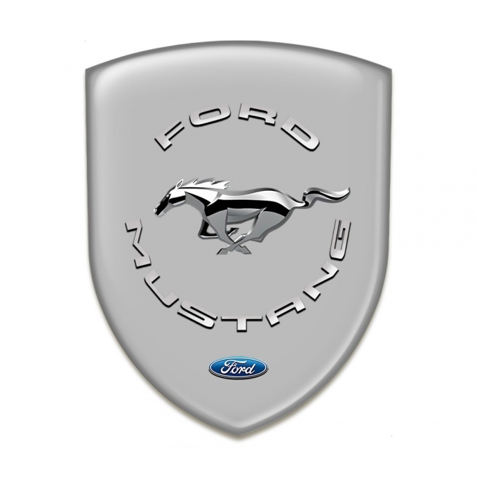 Ford Mustang Car Interior Badge Grey Background Silver Logo 