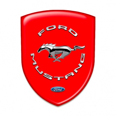 Ford Mustang Silicone Car Decal Badge Red base Silver logo 