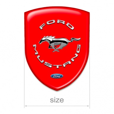 Ford Mustang Silicone Car Decal Badge Red base Silver logo 