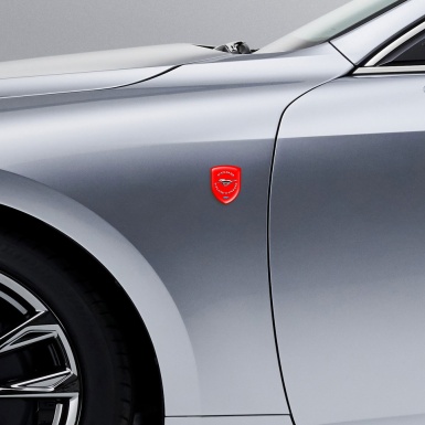 Ford Mustang Silicone Car Decal Badge Red base Silver logo 