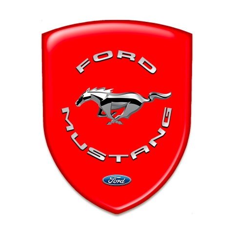Ford Mustang Silicone Car Decal Badge Red base Silver logo 