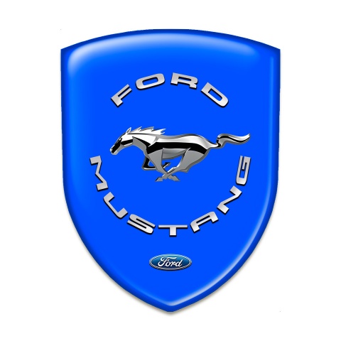 Ford Mustang Silicone Badge High End Blue Base Silver Logo 