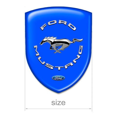Ford Mustang Silicone Badge High End Blue Base Silver Logo 