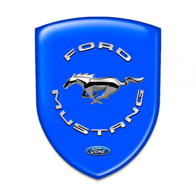 Ford Mustang Silicone Badge High End Blue Base Silver Logo 