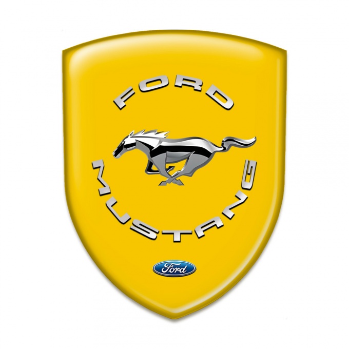 Ford Mustang Silicone Shield Yellow Base Silver Logo 