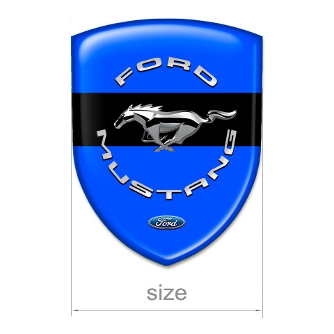 Ford Mustang Auto Emblem Blue Print Black Ribbon and Silver logo 