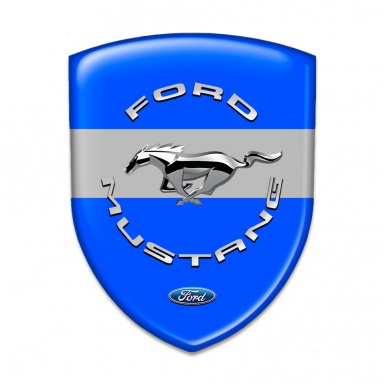 Ford Mustang Emblem Badge Logo BVlue Print Grey Ribbon Silver logo Style 