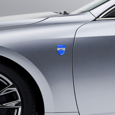 Ford Mustang Emblem Badge Logo BVlue Print Grey Ribbon Silver logo Style 
