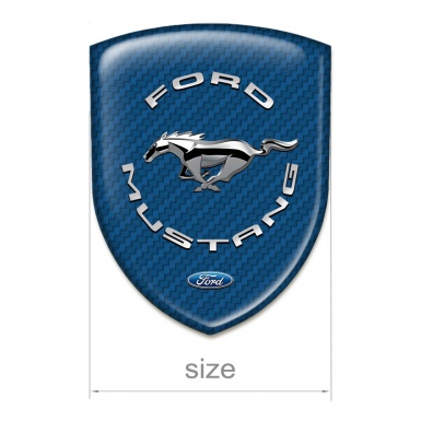 Ford Mustang Self Adhesive Emblem Logo Navy Blue Carbon Print Silver Logo 