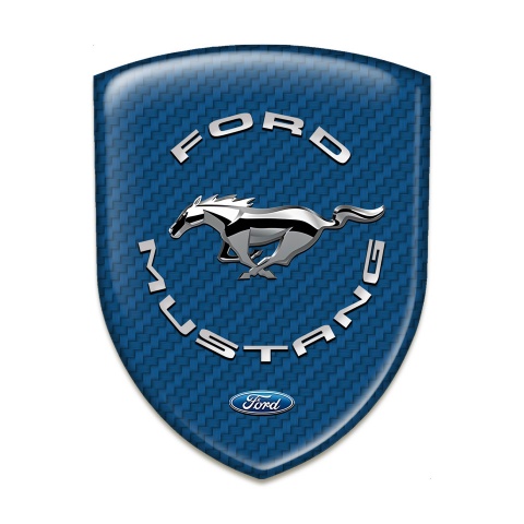 Ford Mustang Self Adhesive Emblem Logo Navy Blue Carbon Print Silver Logo 