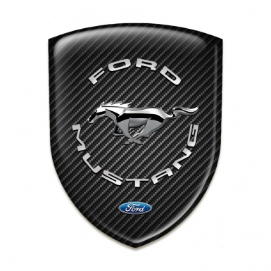Ford Mustang 3D Gel Emblem dark Carbon print Silver logo 