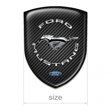 Ford Mustang 3D Gel Emblem dark Carbon print Silver logo 