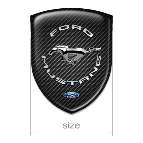 Ford Mustang 3D Gel Emblem dark Carbon print Silver logo 