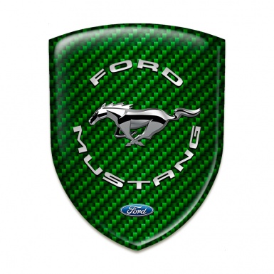 Ford Mustang Emblem Interior Green Carbon Print Silver Logo 