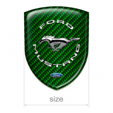 Ford Mustang Emblem Interior Green Carbon Print Silver Logo 