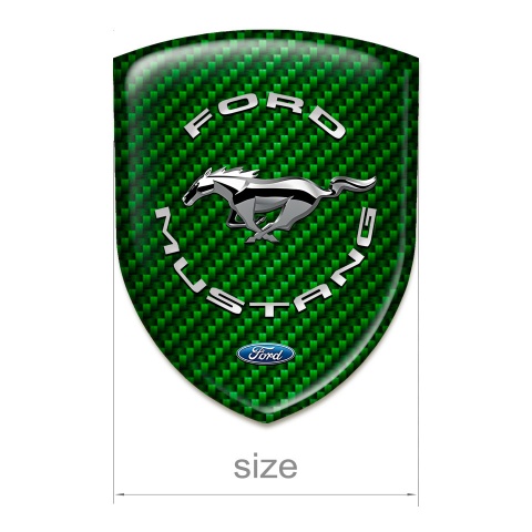 Ford Mustang Emblem Interior Green Carbon Print Silver Logo 