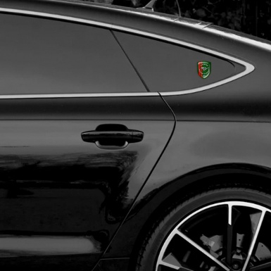 Ford Mustang Tuning Emblem Green Carbon Red Lines Base Silver logo 