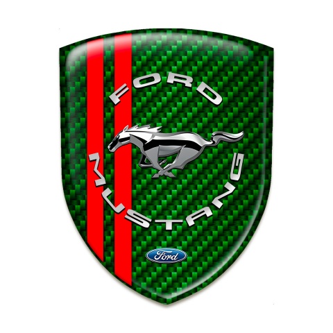 Ford Mustang Tuning Emblem Green Carbon Red Lines Base Silver logo 
