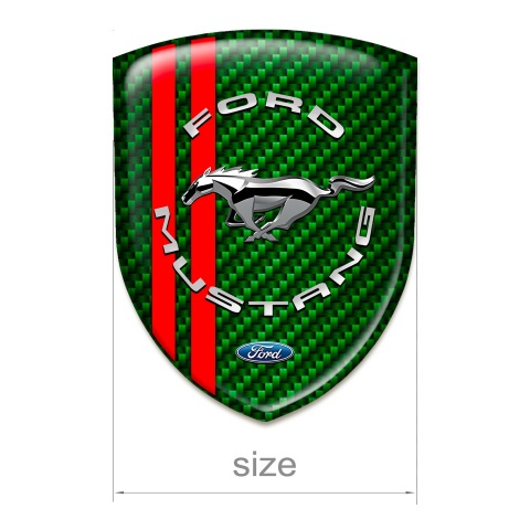 Ford Mustang Tuning Emblem Green Carbon Red Lines Base Silver logo 