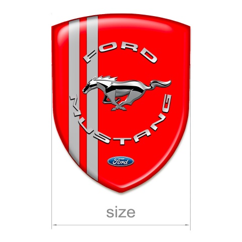 Ford Mustang Silicone Badge Red Print Grey Lines and Silver Logo
