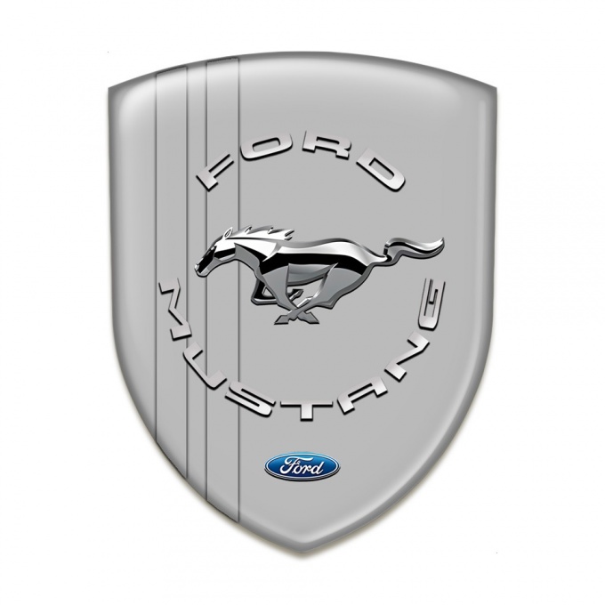 Ford Mustang Silicone Shield Grey Background Silver Logo Design