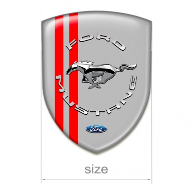 Ford Mustang Auto Emblem Grey Print Red Lines silver Logo 