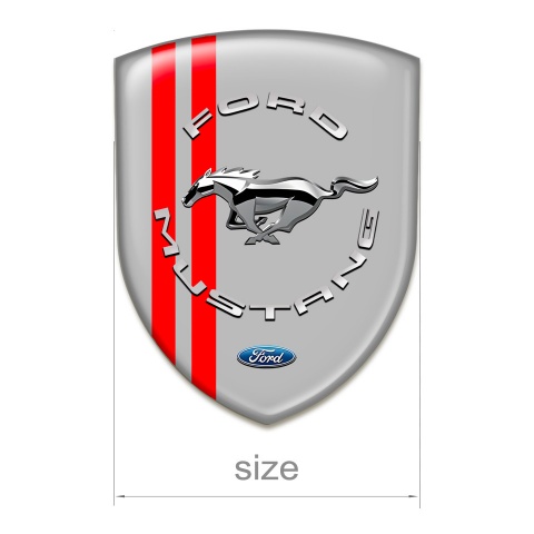 Ford Mustang Auto Emblem Grey Print Red Lines silver Logo 