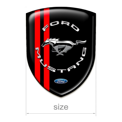 Ford Mustang Emblem Badge Logo Black Print Red Lines Silver Logo 