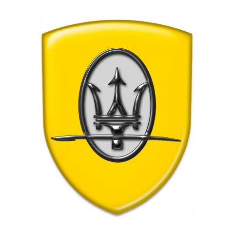 Maserati Emblem Exterior High Quality Yellow Base Grey Logo 