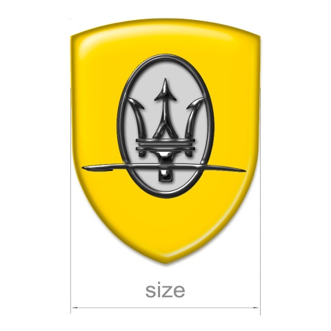 Maserati Emblem Exterior High Quality Yellow Base Grey Logo 