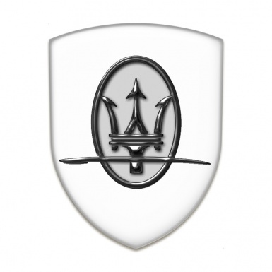 Maserati Self Adhesive Car logo Emblem White Print Grey Logo Style 