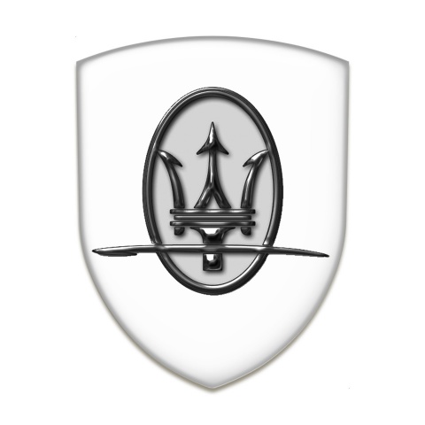 Maserati Self Adhesive Car logo Emblem White Print Grey Logo Style 