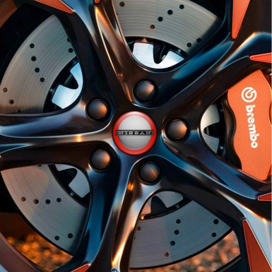 Nissan Wheel Stickers Center Cap Grey Red Ring