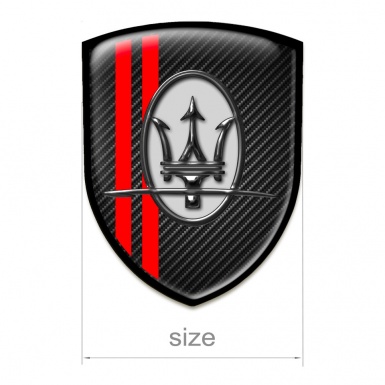 Maserati Emblem Badge Logo Black Carbon Red Lines Style 
