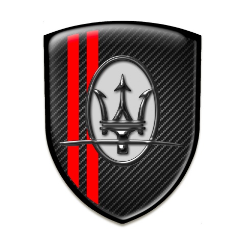 Maserati Emblem Badge Logo Black Carbon Red Lines Style 