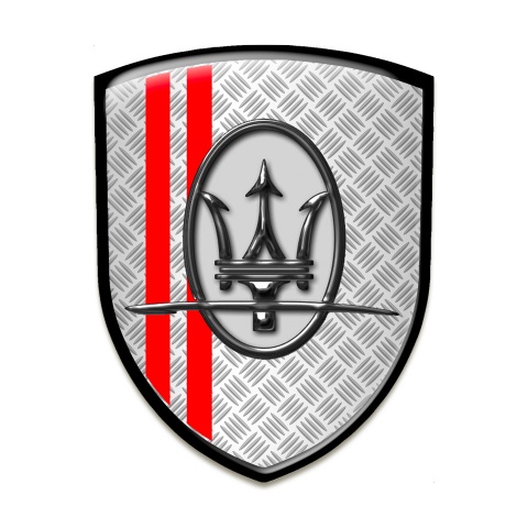 Maserati Logo Emblem Mesh Base Red Lines Style 