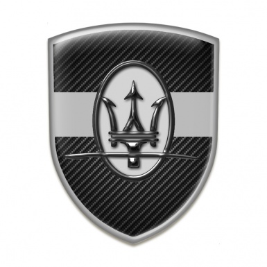 Maserati Emblem Badge Logo Black Carbon Grey Ribbon Style 
