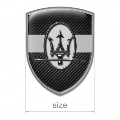 Maserati Emblem Badge Logo Black Carbon Grey Ribbon Style 