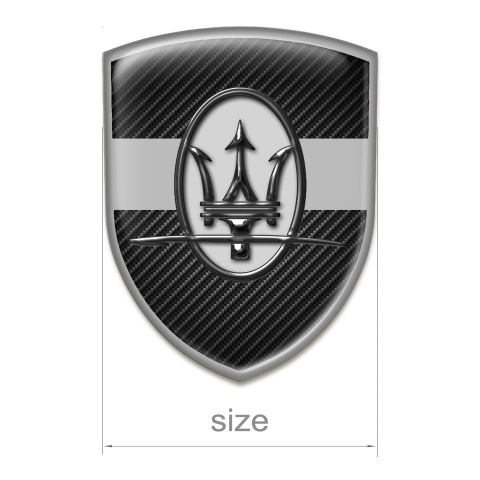 Maserati Emblem Badge Logo Black Carbon Grey Ribbon Style 