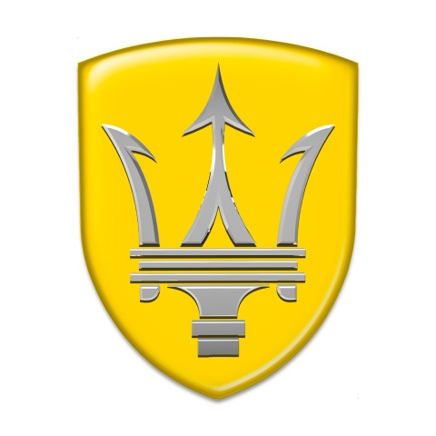Maserati Tuning Emblem Yellow Base Big Logo Style 