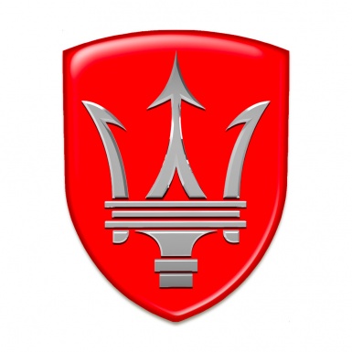 Maserati Domed Emblem Racing Edition Red Base Big Logo Edition 