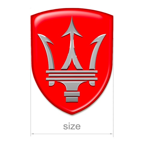 Maserati Domed Emblem Racing Edition Red Base Big Logo Edition 