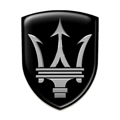 Maserati Resin Sticker Black Background Big Logo Style 